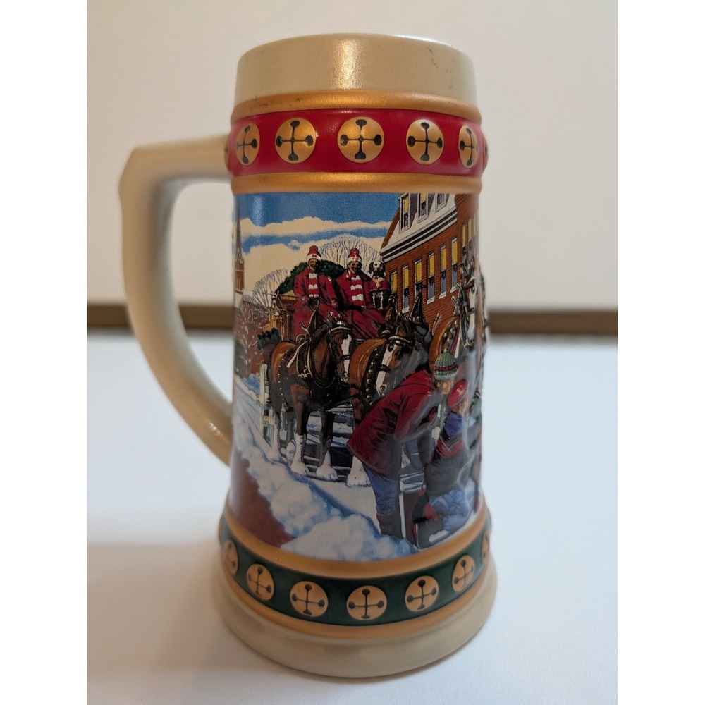 Budweiser Stein Collection Hometown Holiday 1993 Ceramic Beer Mug Collectible